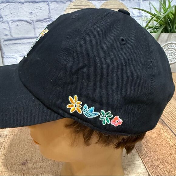Adidas Hat Black Cap OSFM - Always Original Floral Flowers Strapback - Picture 4 of 8